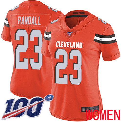 Cleveland Browns Damarious Randall Women Orange Limited Jersey #23 NFL Football Alternate 100th Season Vapor Untouchable->women nfl jersey->Women Jersey